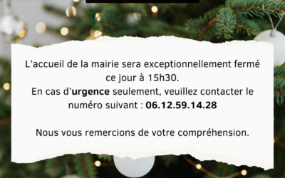 Fermeture exceptionnelle 31/12