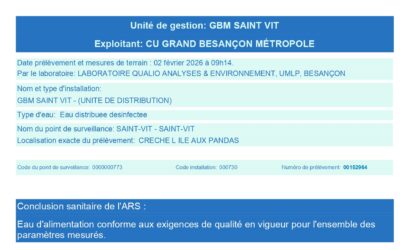 Contrôle sanitaire de l’eau potable à Saint-Vit – Février 2026