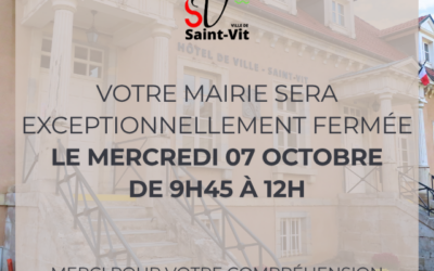 Fermeture mairie 07 octobre